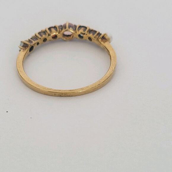 ete 925 Silver Ring Gold Size US 5.5 16mm Jewelry Multi Gem Pearl Multicolored - Picture 2 of 8